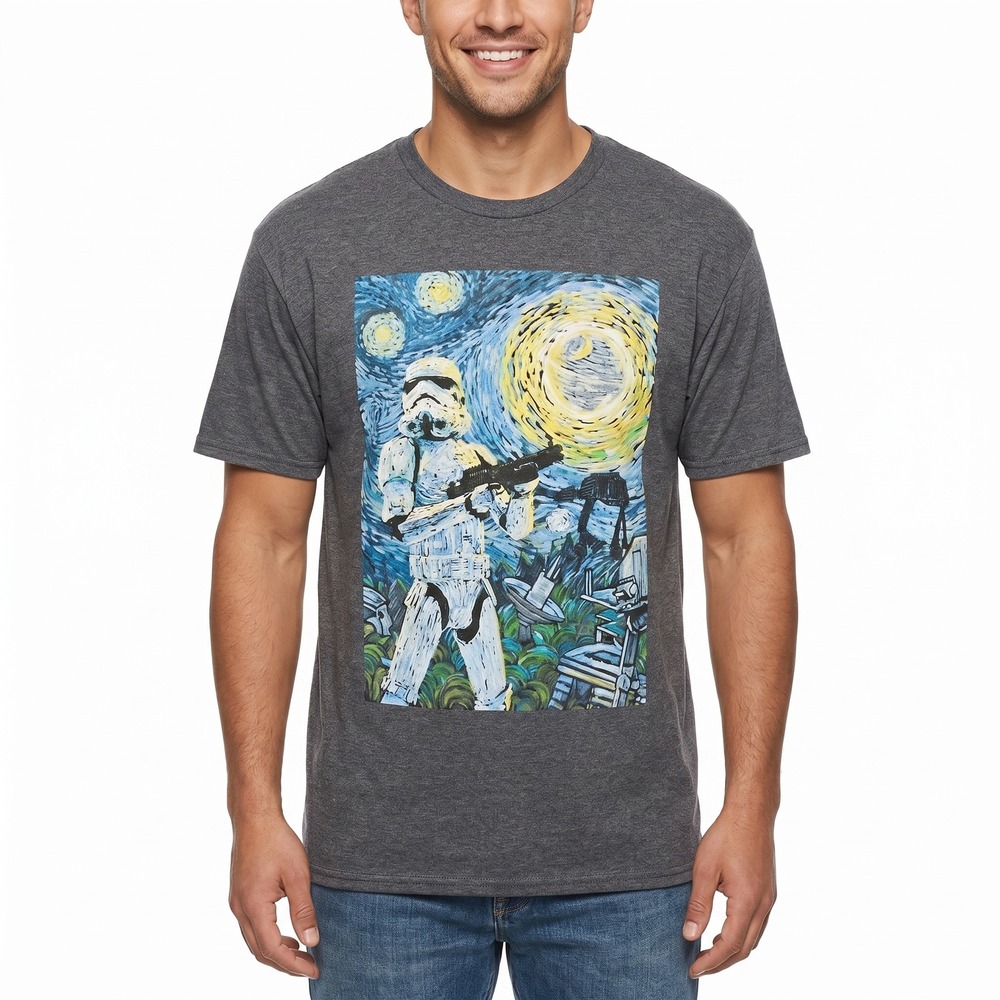 Star Wars Stormtrooper Starry Night Graphic T-Shirt Gray XL Fifth Sun Van Gogh